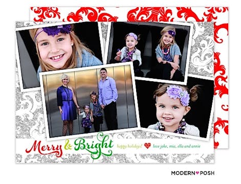 Sparkle Merry And Bright Holiday  Flat Photo Card