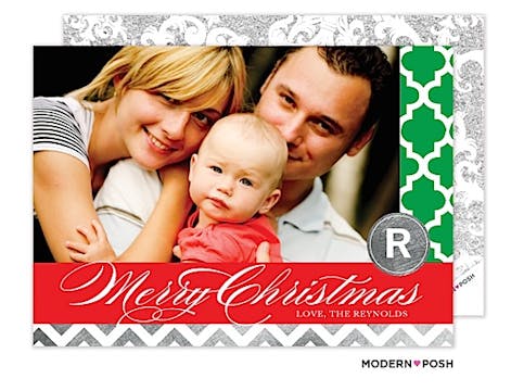 Christmas Patterns In Foil Holiday Flat Photo Card