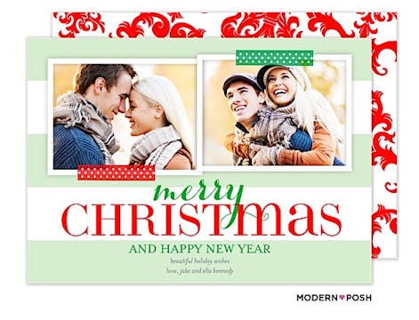 Modern Holiday Bold Stripe  Flat Photo Card