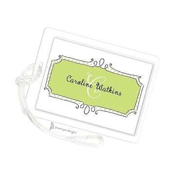 Curly Frame & Dots Lime ID Tag