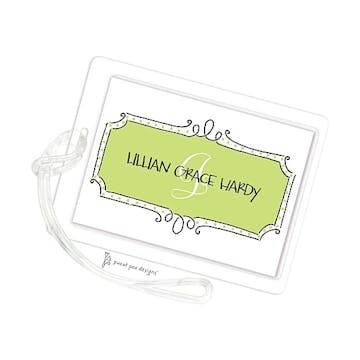 Curly Frame & Dots Lime ID Tag
