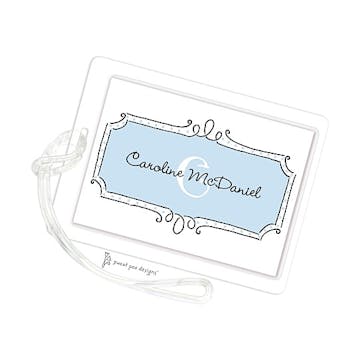 Curly Frame & Dots Blue ID Tag