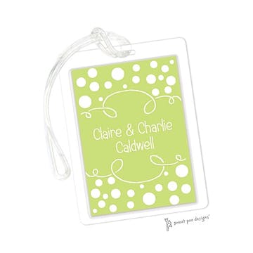 Curly Border & Dots Lime ID Tag