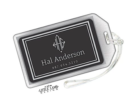 Black and Silver Monogrammed ID Tag
