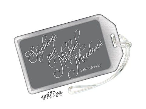 Grey and White Simple Luggage Tag