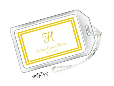 Gold and White Initial or Monogram Luggage Tag