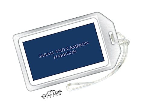 Navy and White Simple Luggage Tag