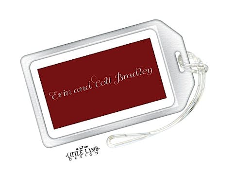 Burgundy and White Simple Luggage Tag