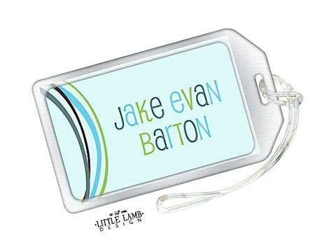Blue Curved Bands Luggage Tag