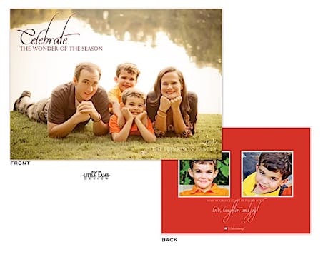 Full bleed Holiday Flat Photo Card with 2 optional Flat Photos on the back