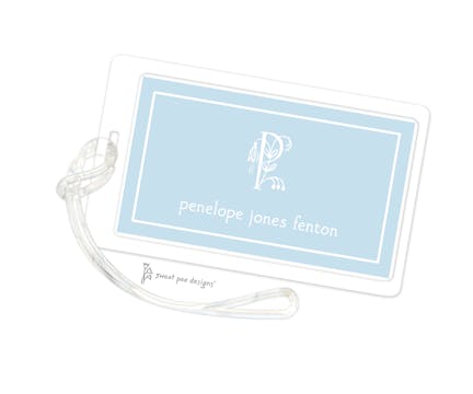 Classic Border White On Blue ID Tag