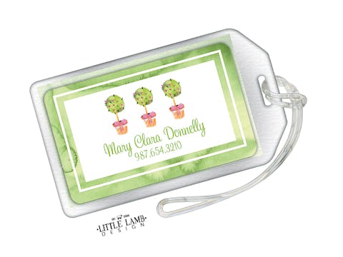 Watercolor Topiaries Acrylic Luggage Tag