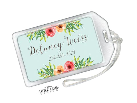 Watercolor Floral Acrylic Luggage Tag