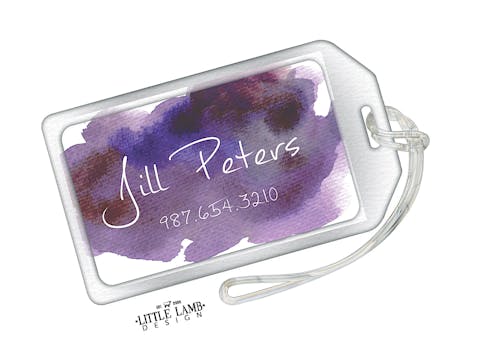Purple Watercolor Acrylic Luggage Tag