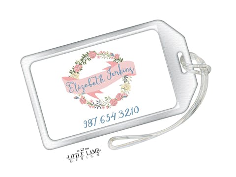 Floral Wreath And Banner Acrylic Luggage Tag