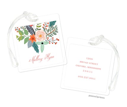 Feather & Flower White ID Tag