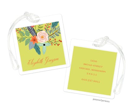 Feather & Flower Lime ID Tag