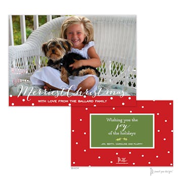 Dotted Band Red Flat Holiday Photo Card
