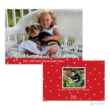 Dotted Band Red Flat Holiday Photo Card