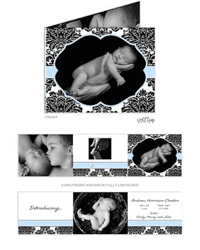 Tri-fold photo birth Boy Photo Birth Announcement