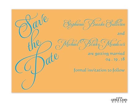 Peach Calligraphic Names Save The Date Card