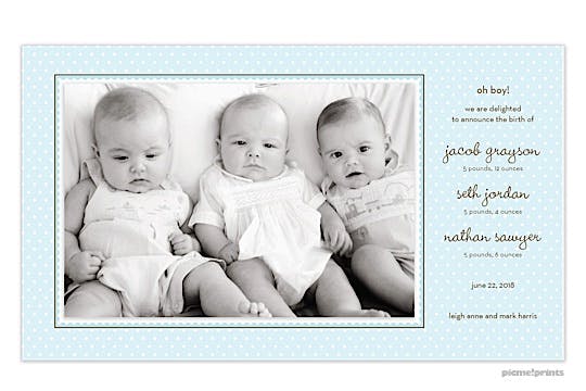 Ruffle Dots Powder Print & Apply Flat Photo Birth Announcement