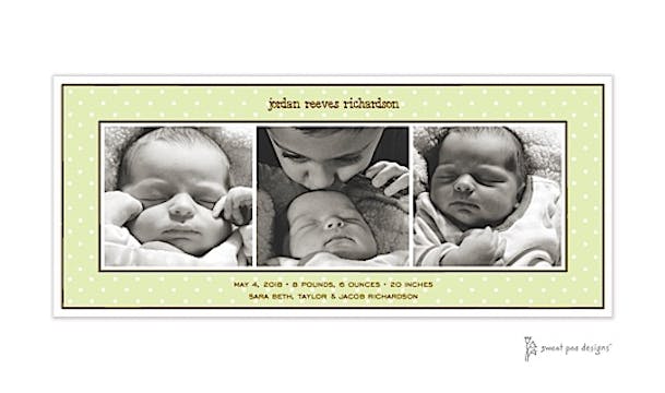 Sweet Dots Lime Flat Photo Birth Announcement