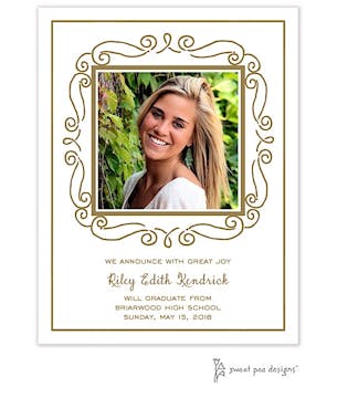 Curly Frame Gold Flat Photo Card