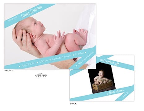Blue Ribbon Boy Photo Birth Announcement