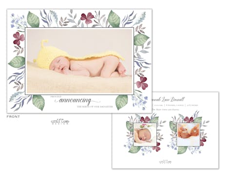 Floral Framed Baby Amnouncement
