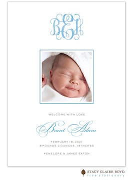 Sweet Welcome - Blue Boy Photo Birth Announcement