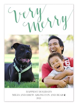 Very Merry Green Holiday Photo Card