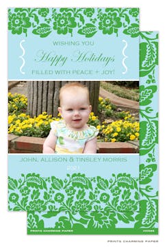 Fabulous Floral Green Flat Photo Card