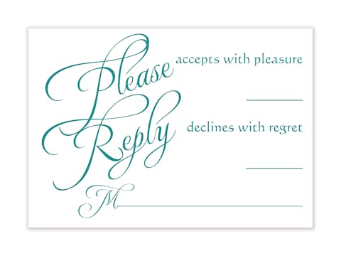 Teal Calligraphic Names Reply Card