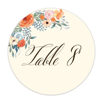 Fresh Floral Table Card-Round 