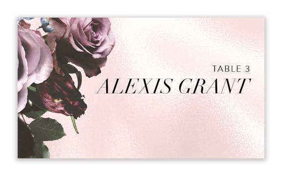 Midnight Floral Flat Placecard