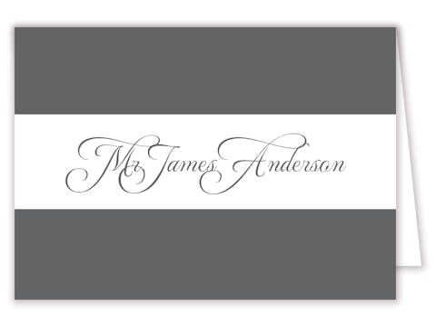 Grey Calligraphic Names Placecard