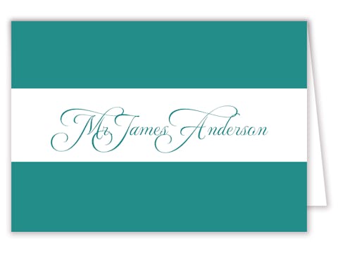 Teal Calligraphic Names Placecard