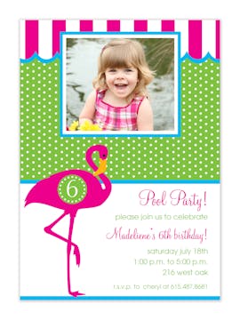 Pink Flamingo Party Photo Invitation 