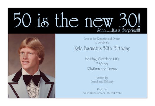 50 is the new 30! Photo Invitation - Blue/Black