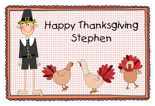 Personalized Character Thanksgiving Boy Placemat