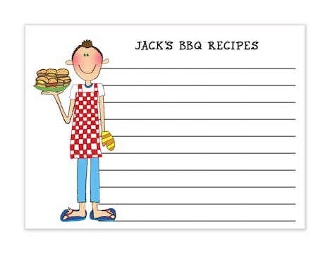 Personalized Character Barbeque Recipe Card