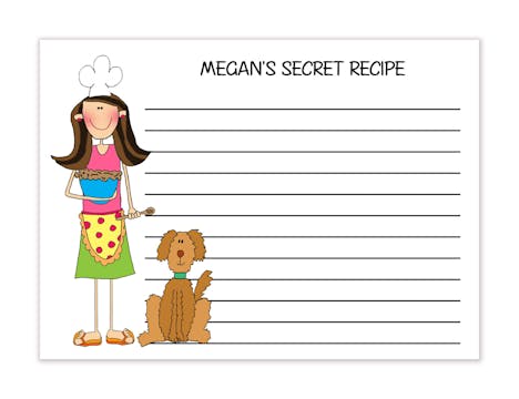 Personalized Character Baker Recipe Card