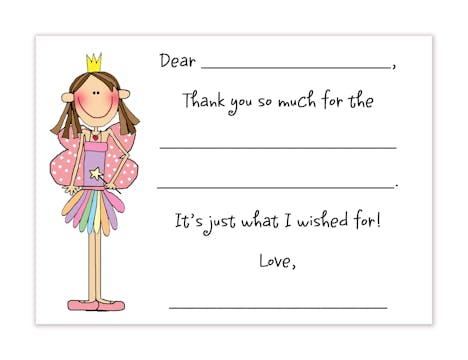 Personalized Character Fairy Princess Fill-In Notecard