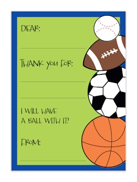 Sports Madness Fill-In Thank You Card