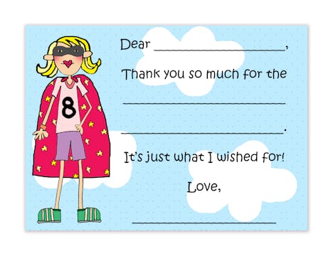 Personalized Character Super Girl Flat Fill-In Notecard