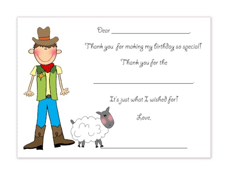 Personalized Character Barnyard Boy Fill-In Notecard
