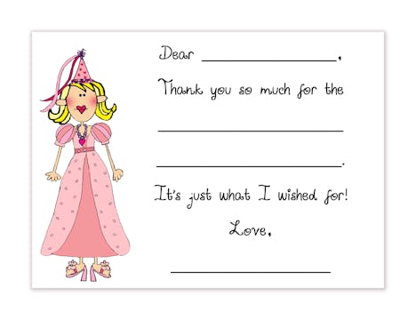 Personalized Character Princess Fill-In Notecard