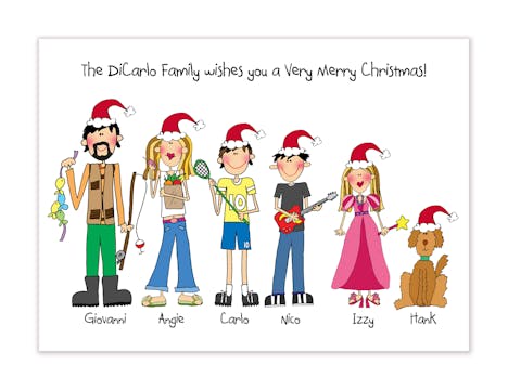 Personalized Character Holiday Folded Family Card