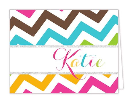 Colorful Chevron with Glitter Folded Note